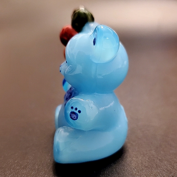 Vntg Boyd "Patrick the Bear" Opaque Baby Blue Handpainted Slag Glass - Picture 6 of 14